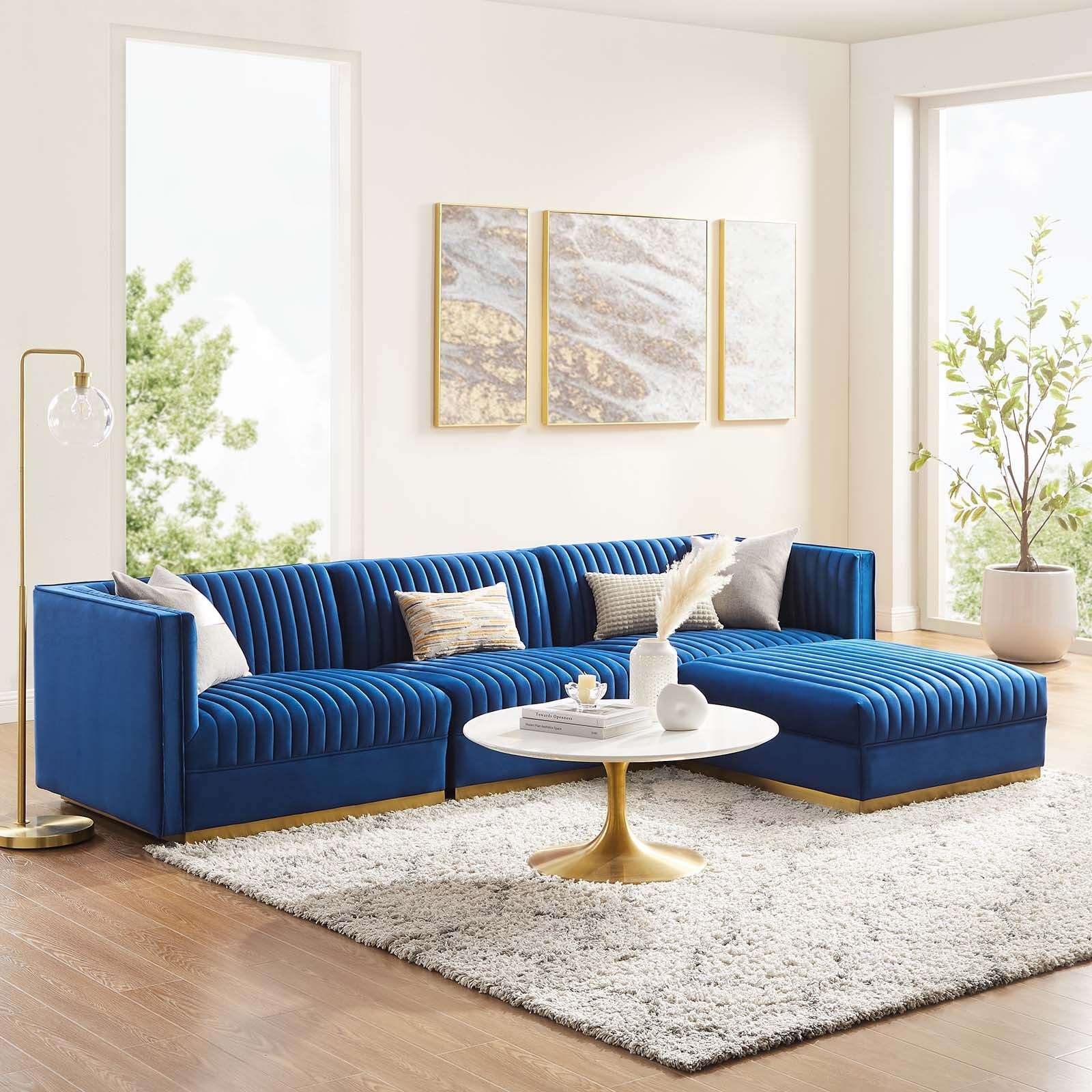 Elr112103 Navy 4 Pc  Sectional