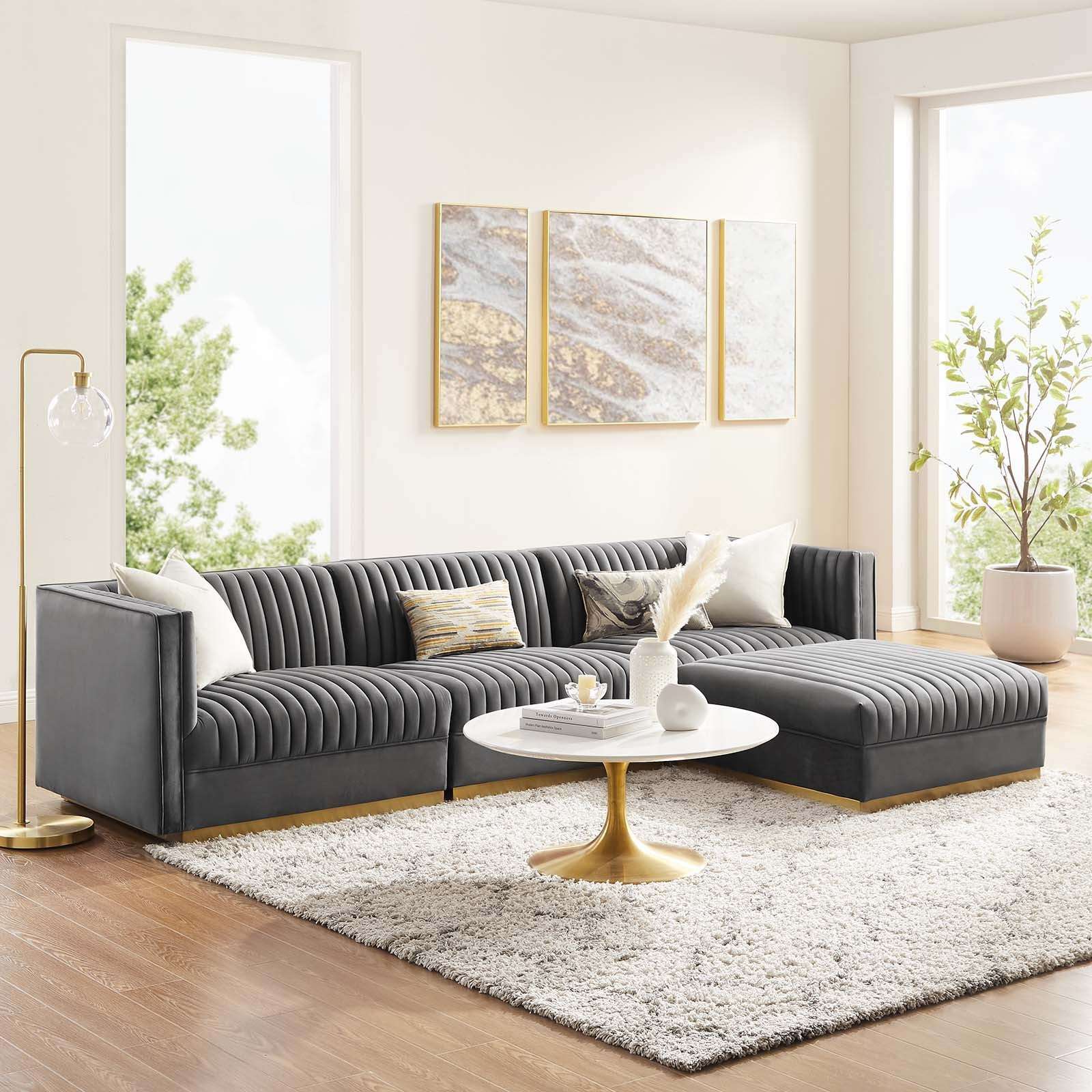 Elr112102 Grey 4 Pc  Sectional